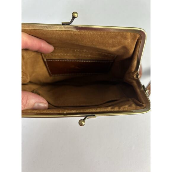 Patricia Nash Lock Clutch Savena Leather Kiss Lock Wristlet Brown Clutch Wallet - Picture 7 of 10